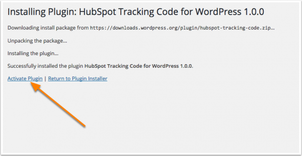 HubSpot installation for WordPress