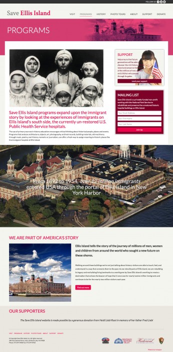 Save Ellis Island website design
