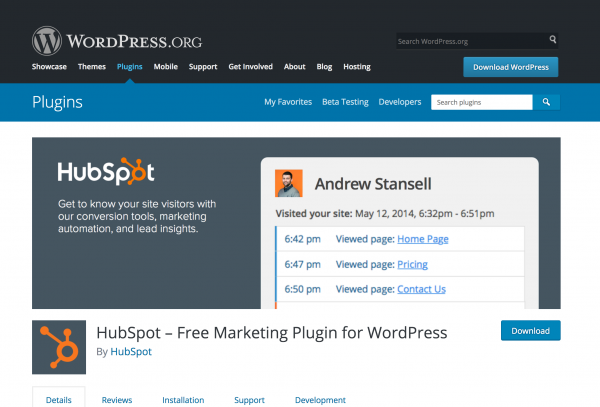 WordPress HubSpot plugin