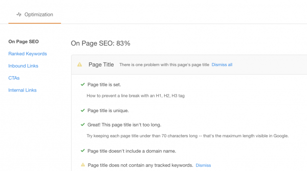 HubSpot on-page SEO optimization