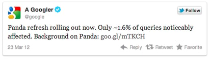 Twitter Panda announcement