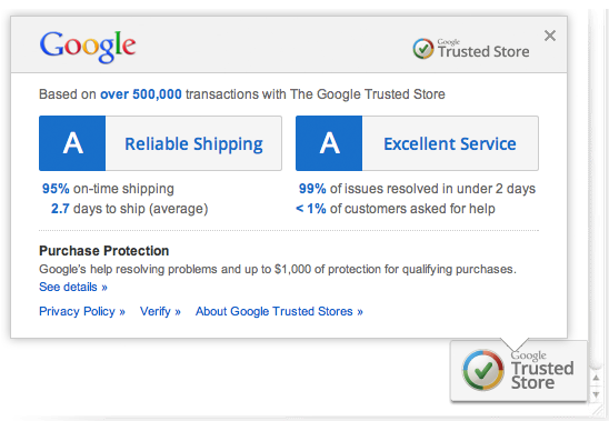 Badge for eCommerce websites by Google