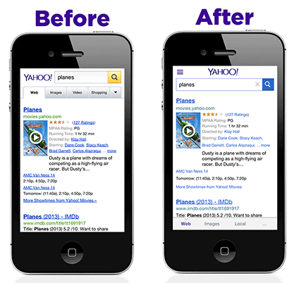 Yahoo iOS mobile design