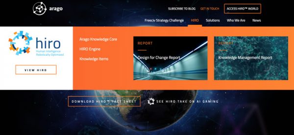 Arago website design - navigation update