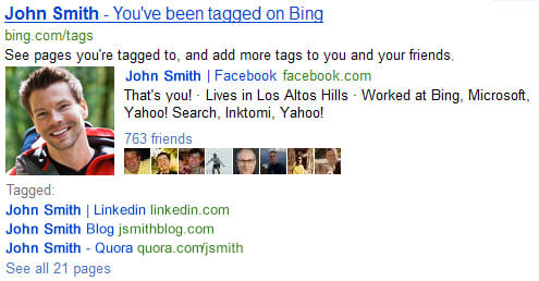 Bing tags for search