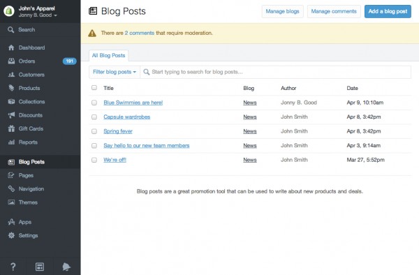 Shopify blogging tools
