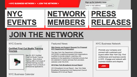 NYC Business Network website - homepage design