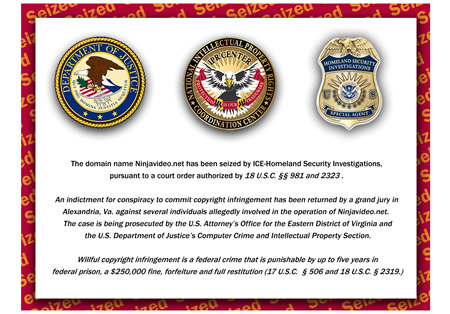 Federal seizure of website and domain
