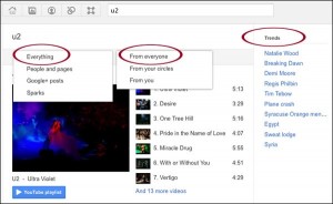 Google Plus Search Options