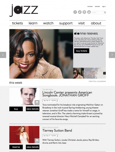 Jazz at Lincoln Center website design