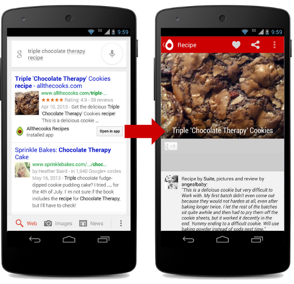 mobile SEO - mobile app content in Google
