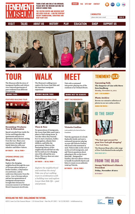 Tenement Museum homepage web development