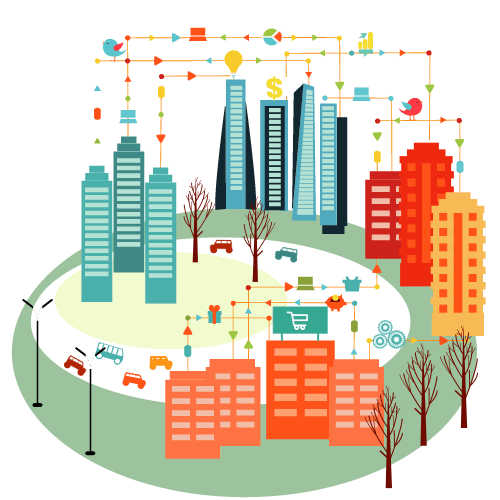 IoT connected city illustration