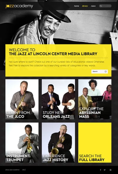 The Jazz academy school website that Ironpaper helped develop
