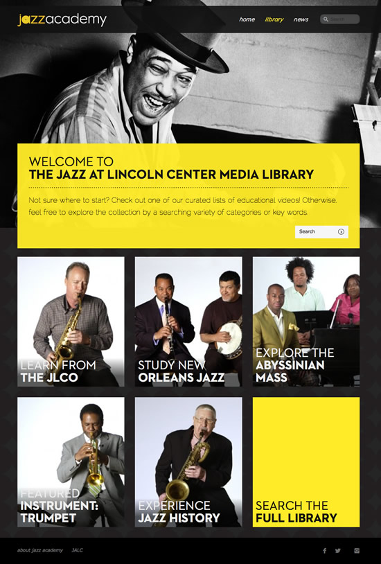 web development project - Jazz at Lincoln Center - Academy website development