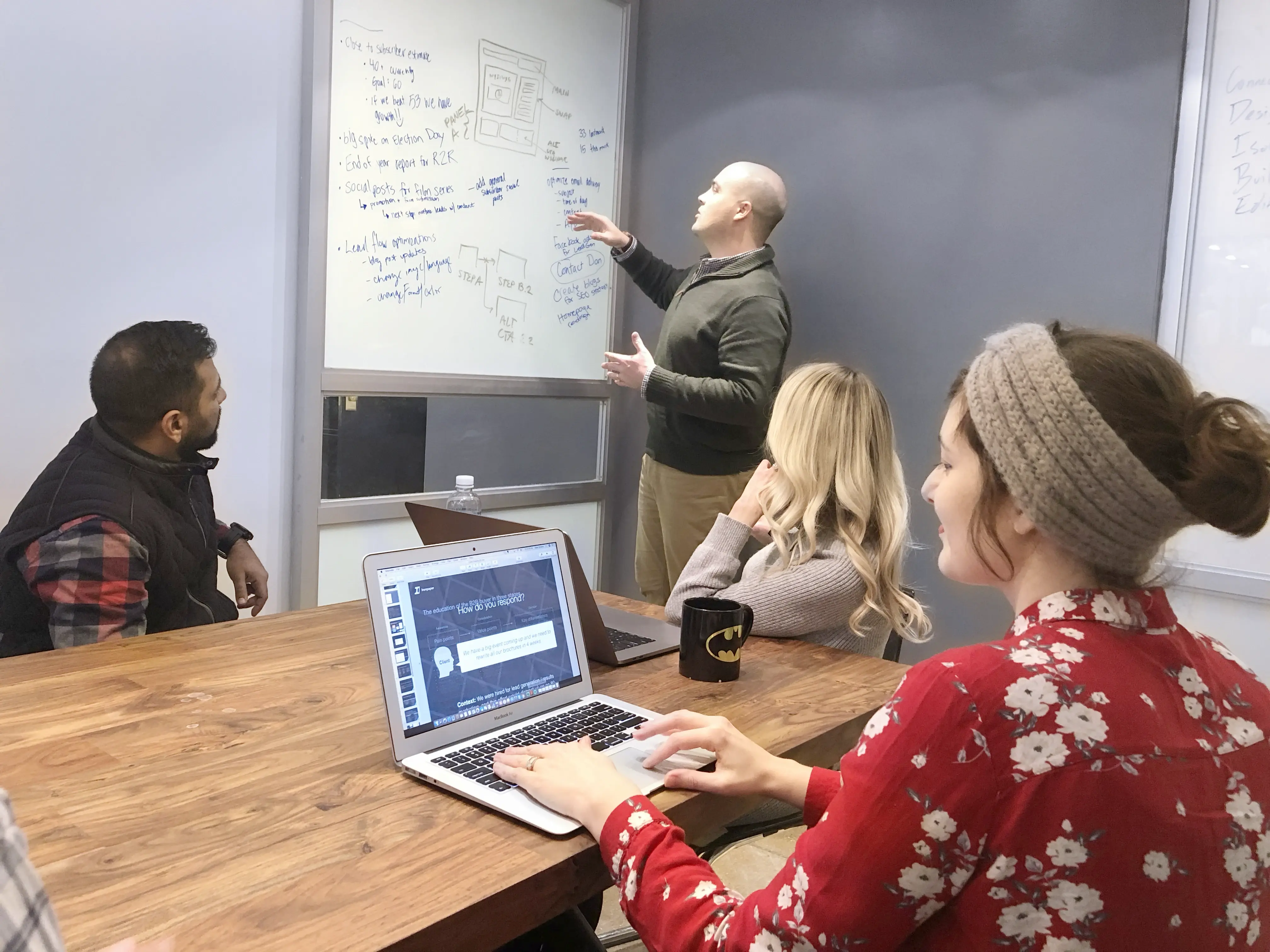 Ironpaper team working on a content marketing campaign